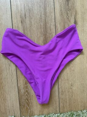 Skatie Melly Ribbed Violet High-Cut Bikini Bottoms